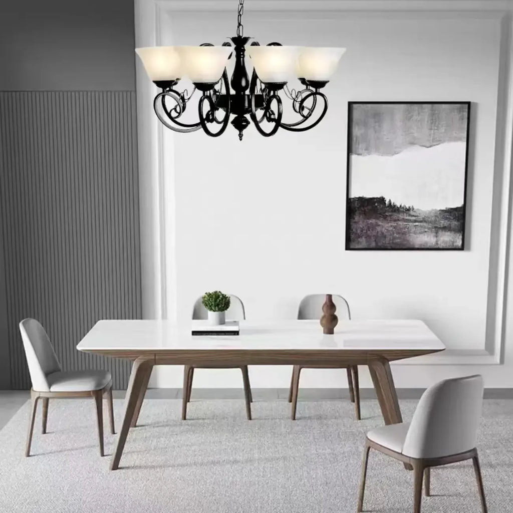 Lustre suspendu vintage en métal noir Bell
