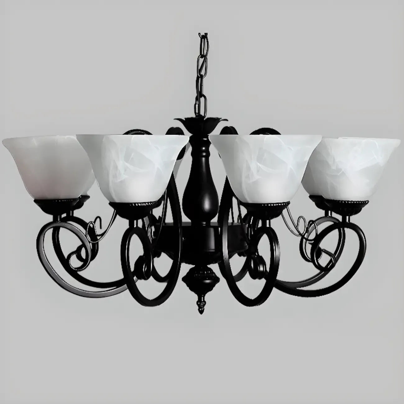 Lustre suspendu vintage en métal noir Bell