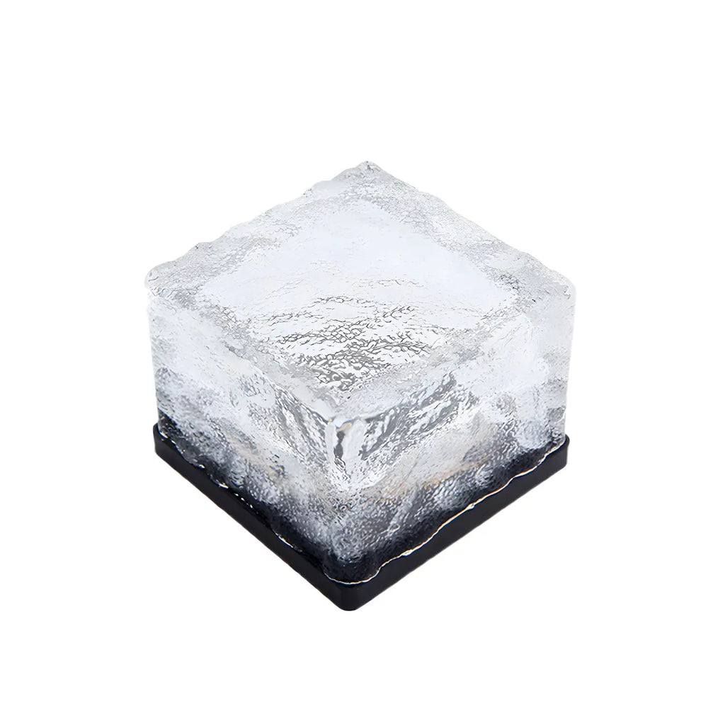 Sol LED moderne en verre transparent texturé effet bloc de glace pour jardin extérieur