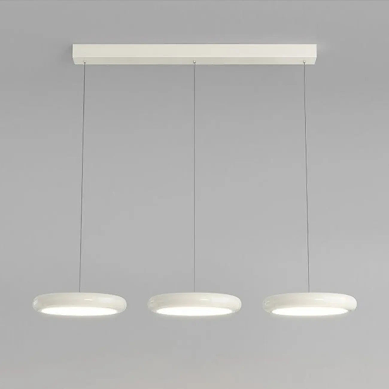 Suspension moderne à 3 lumières LED en verre opale pour salle à manger