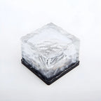 Sol LED moderne en verre transparent texturé effet bloc de glace pour jardin extérieur
