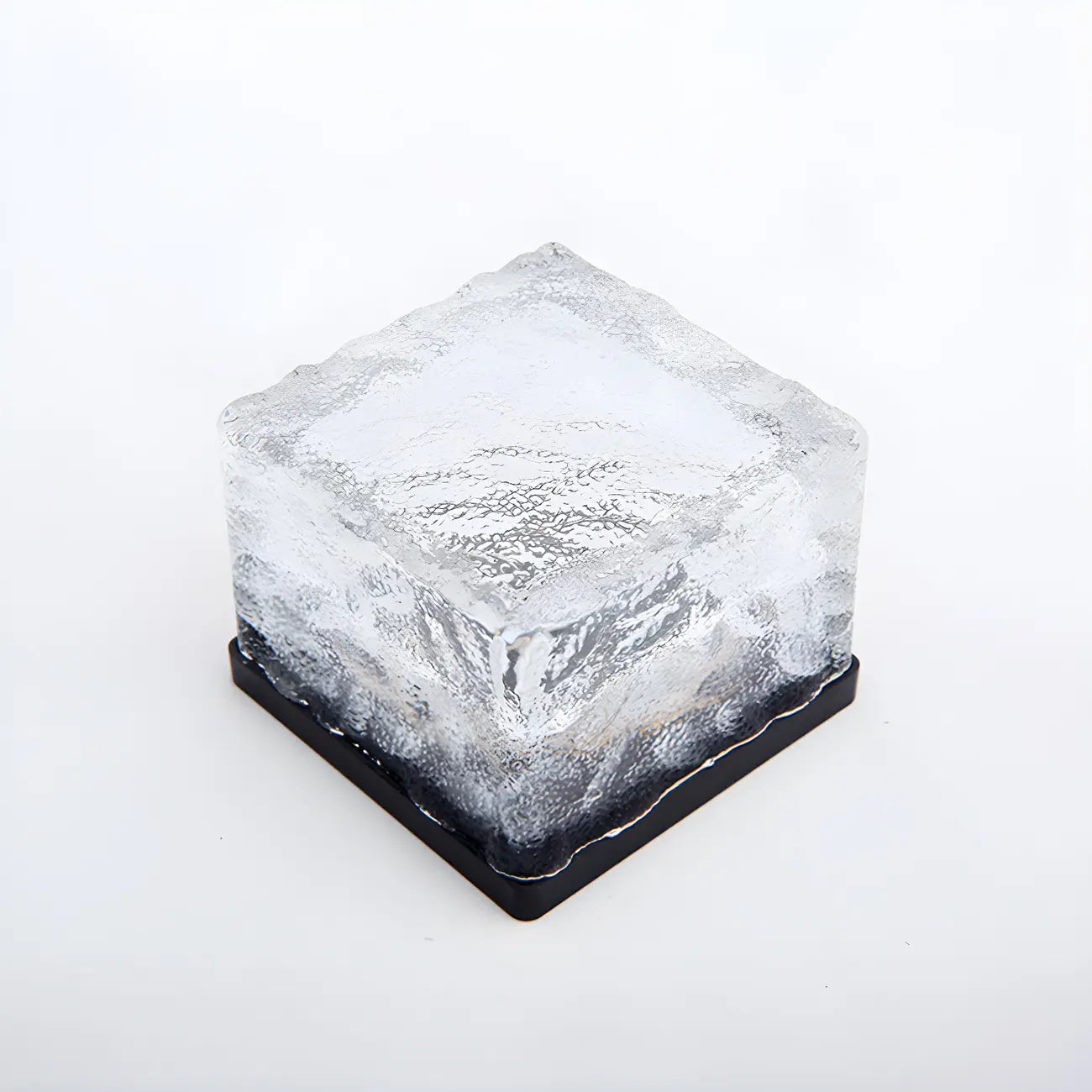 Sol LED moderne en verre transparent texturé effet bloc de glace pour jardin extérieur