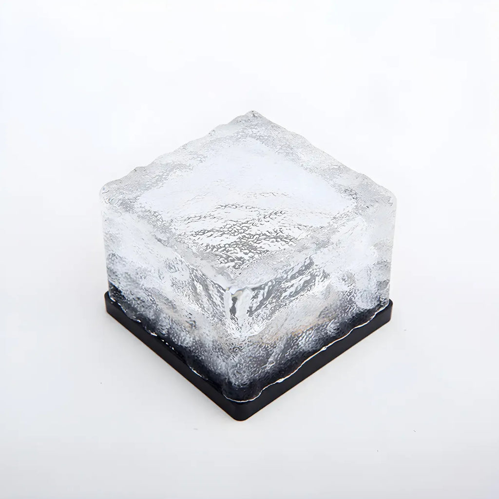 Sol LED moderne en verre transparent texturé effet bloc de glace pour jardin extérieur