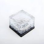 Sol LED moderne en verre transparent texturé effet bloc de glace pour jardin extérieur