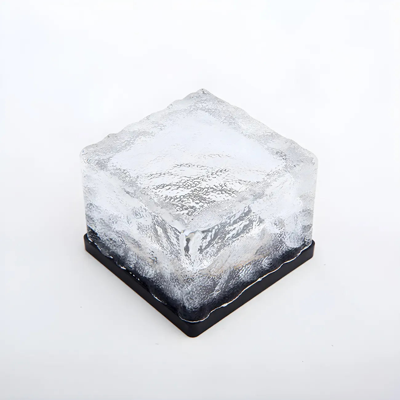 Sol LED moderne en verre transparent texturé effet bloc de glace pour jardin extérieur