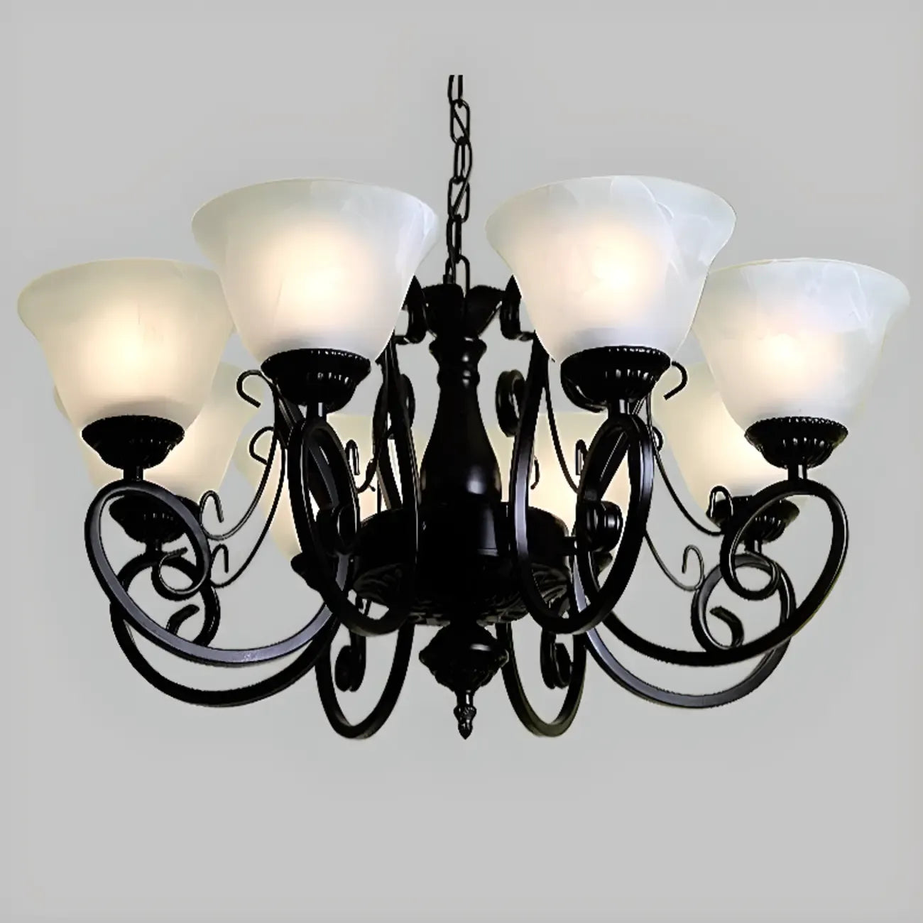 Lustre suspendu vintage en métal noir Bell