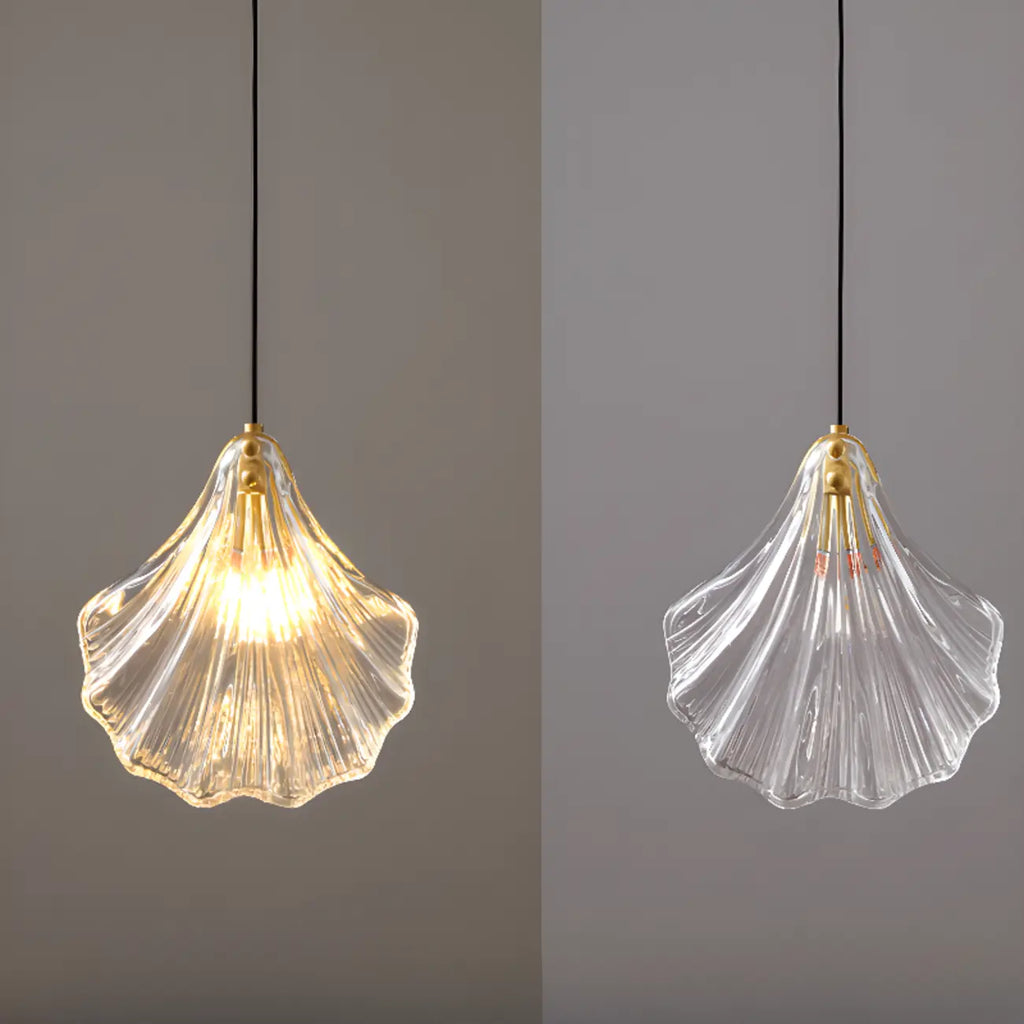Suspension LED en verre transparent Ginkgo artistique pour salon
