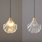 Suspension LED en verre transparent Ginkgo artistique pour salon