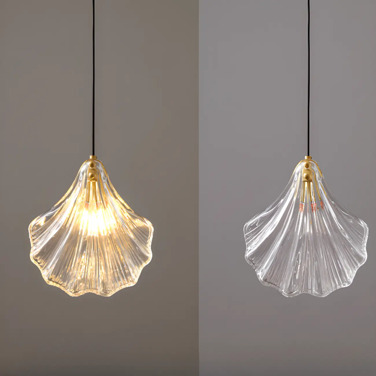 Suspension LED en verre transparent Ginkgo artistique pour salon