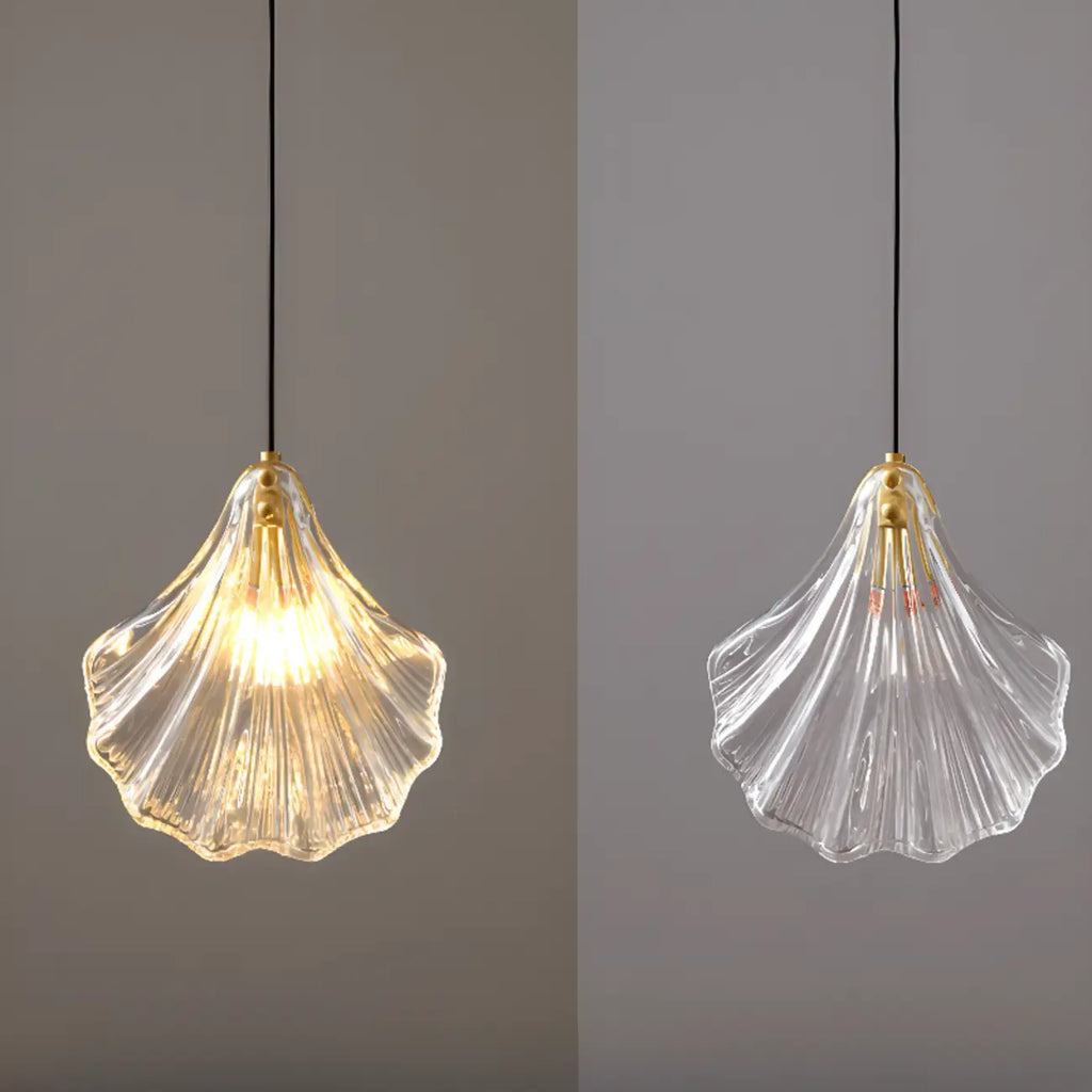 Suspension LED en verre transparent Ginkgo artistique pour salon