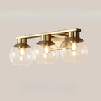 Appliques de salle de bain classiques en laiton avec abat-jour sphérique transparent