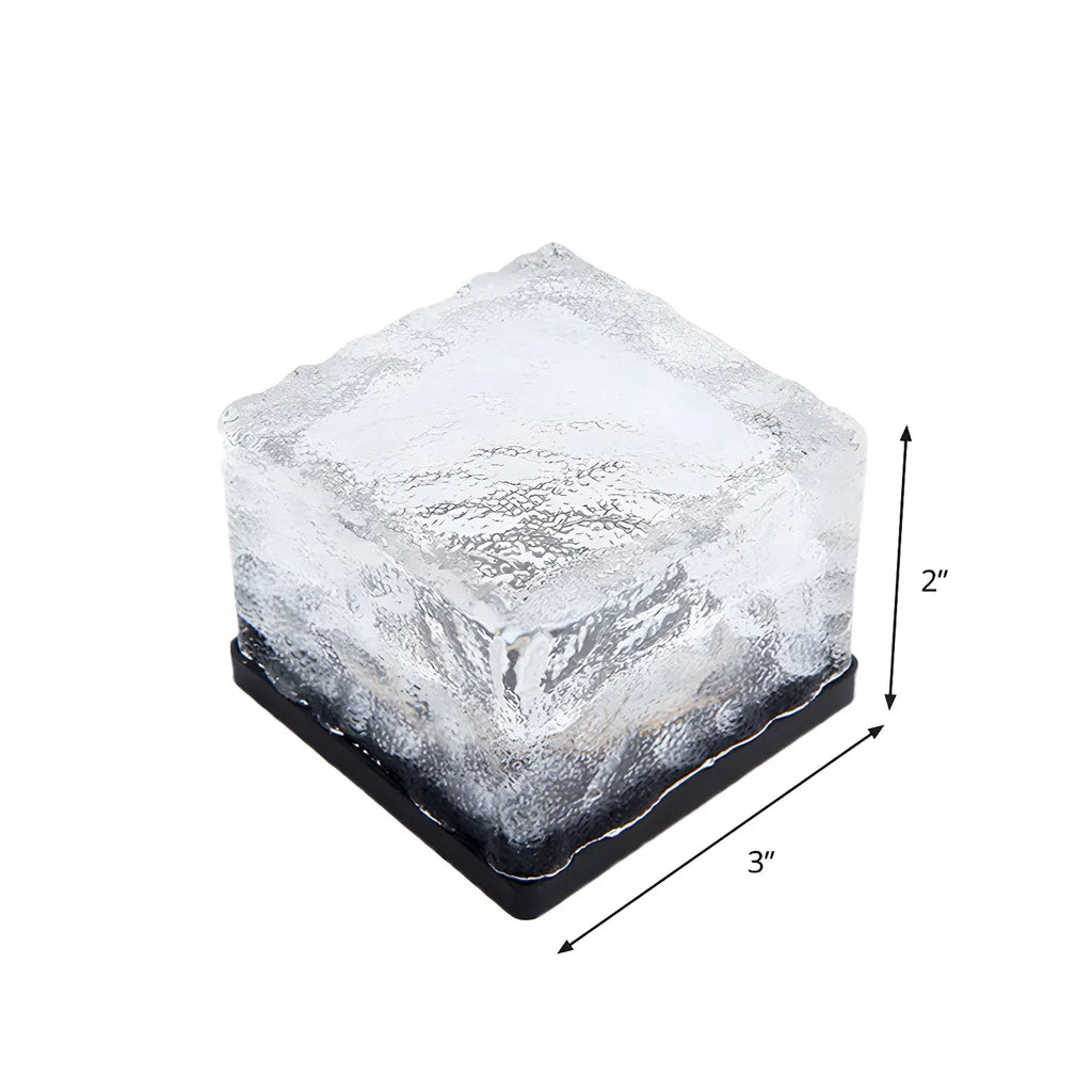 Sol LED moderne en verre transparent texturé effet bloc de glace pour jardin extérieur