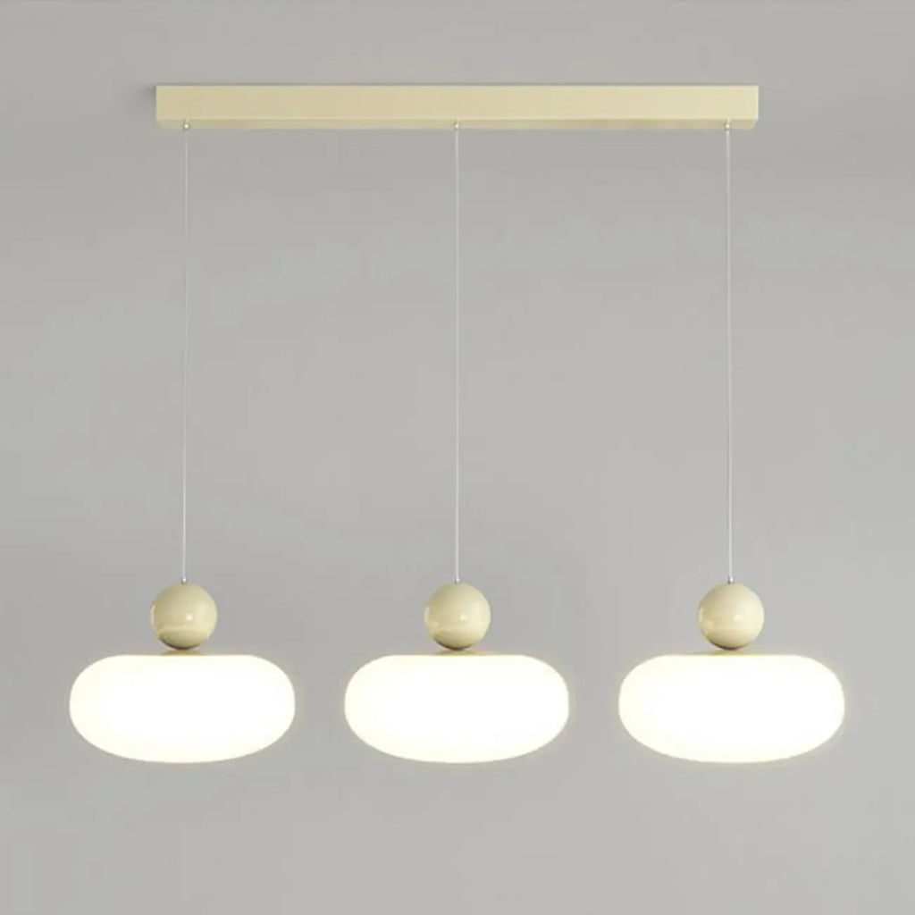 Suspension moderne à 3 lumières LED en verre opale pour salle à manger