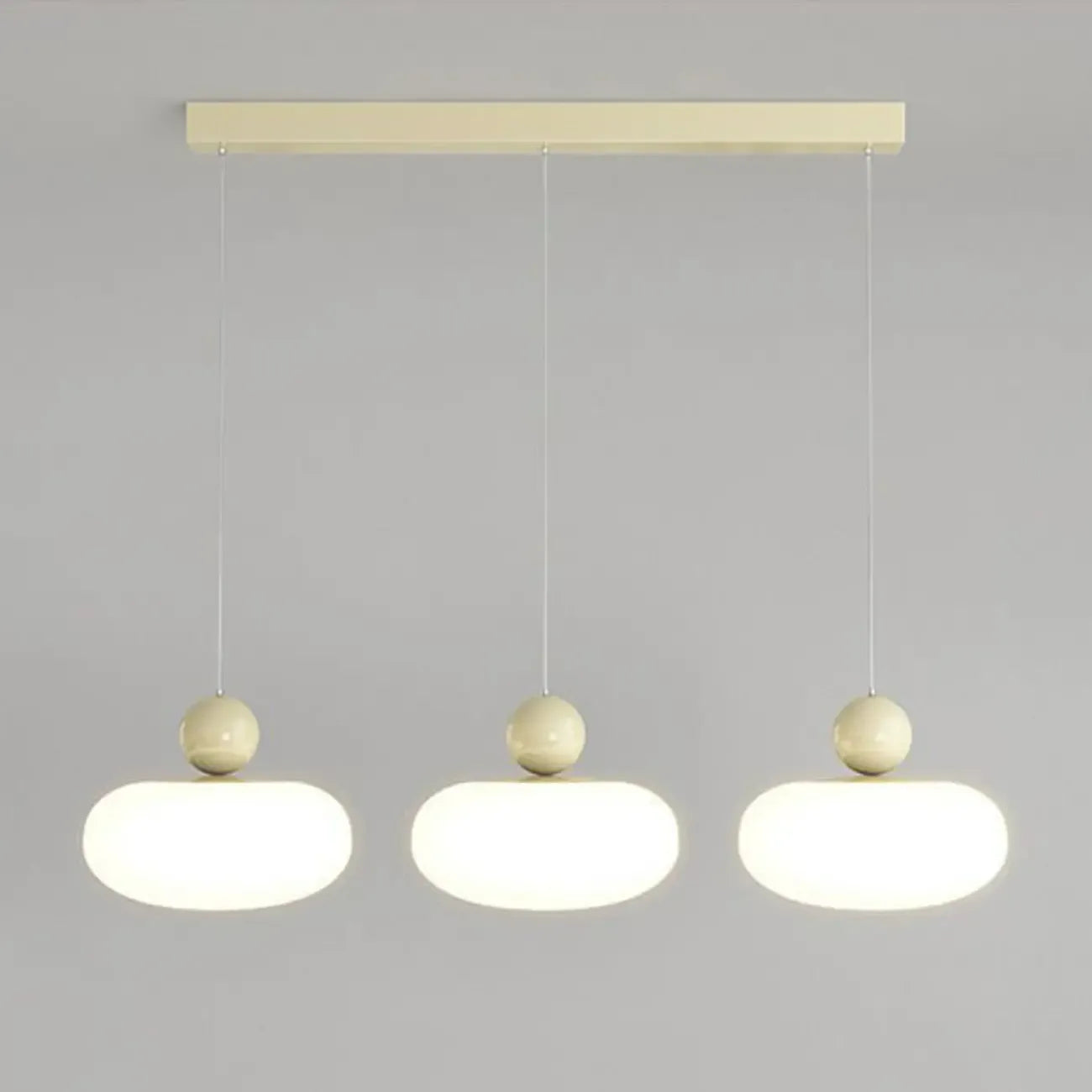 Suspension moderne à 3 lumières LED en verre opale pour salle à manger