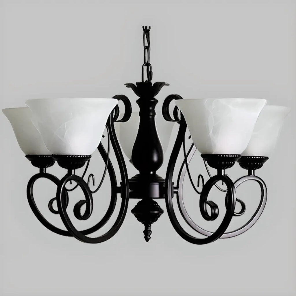 Lustre suspendu vintage en métal noir Bell