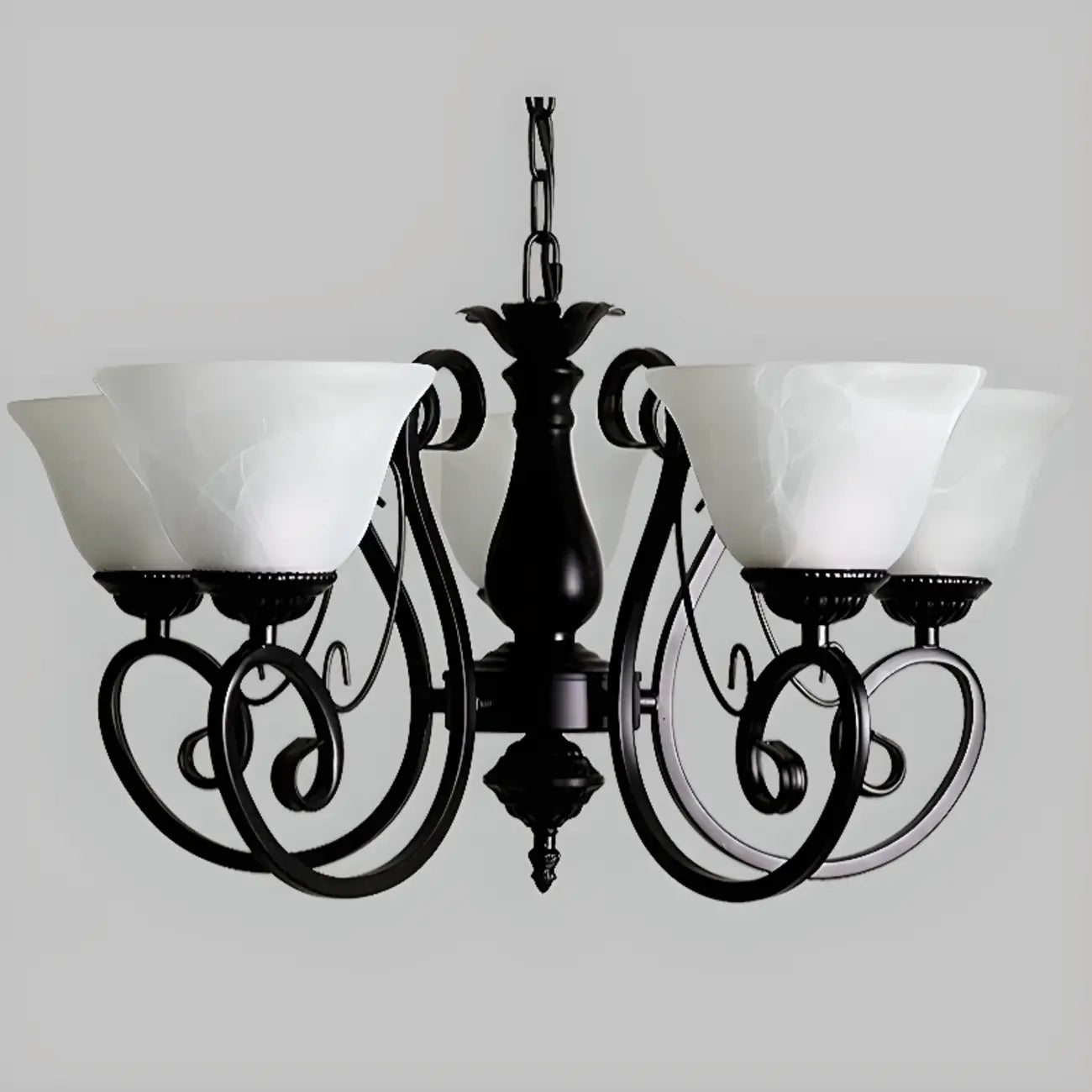 Lustre suspendu vintage en métal noir Bell