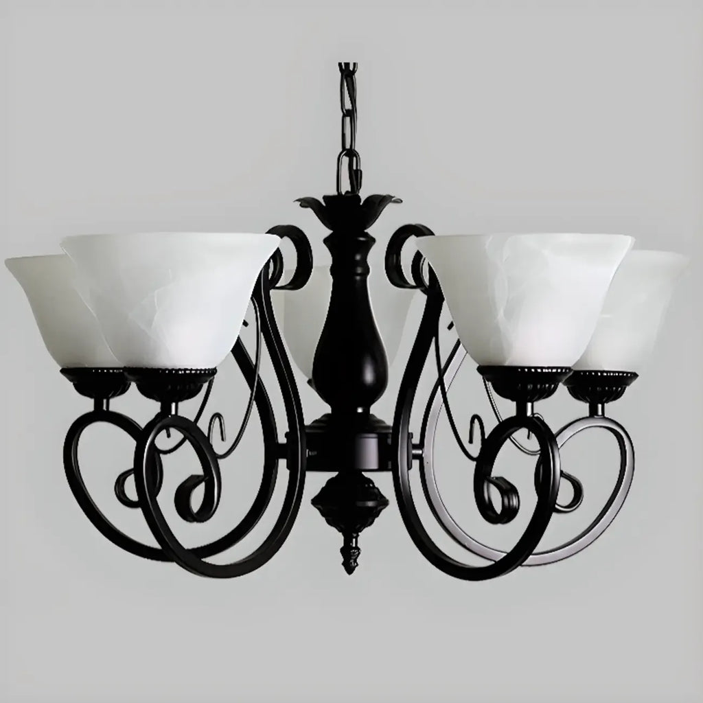 Lustre suspendu vintage en métal noir Bell