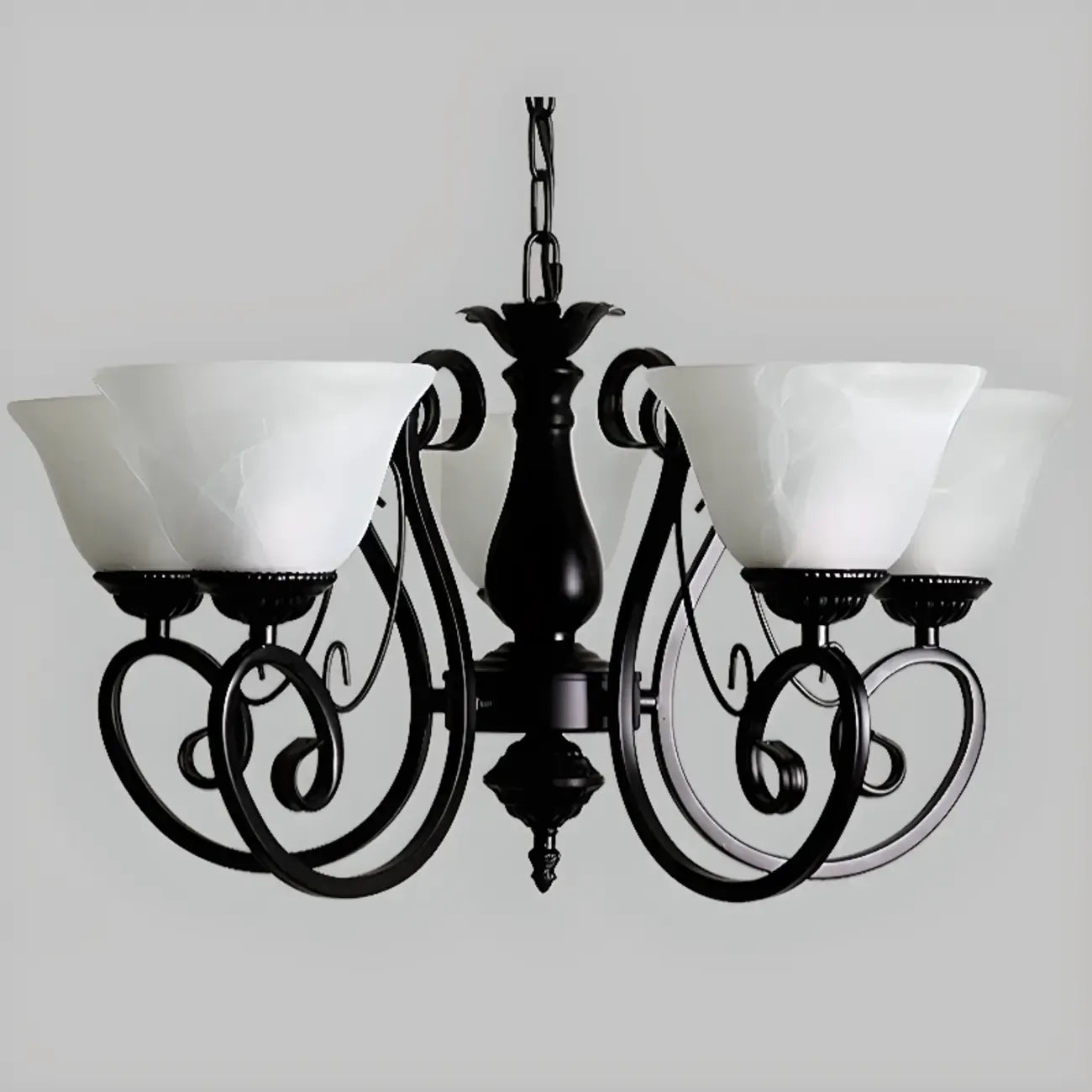 Lustre suspendu vintage en métal noir Bell