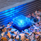 Sol LED moderne en verre transparent texturé effet bloc de glace pour jardin extérieur