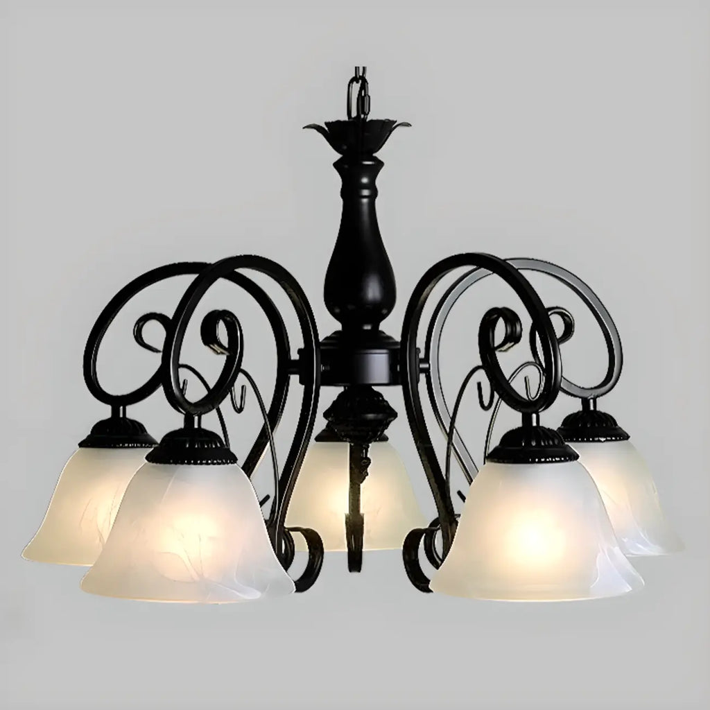 Lustre suspendu vintage en métal noir Bell