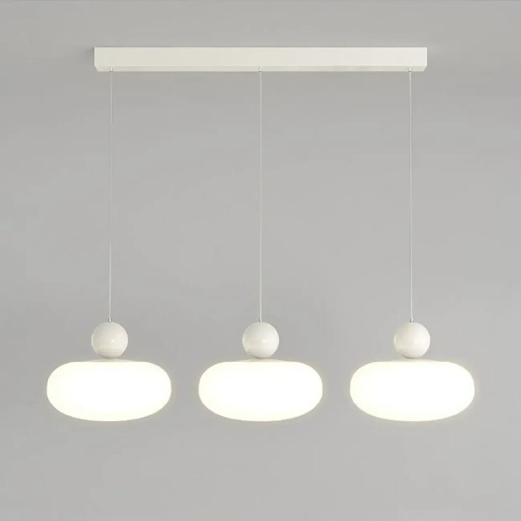 Suspension moderne à 3 lumières LED en verre opale pour salle à manger