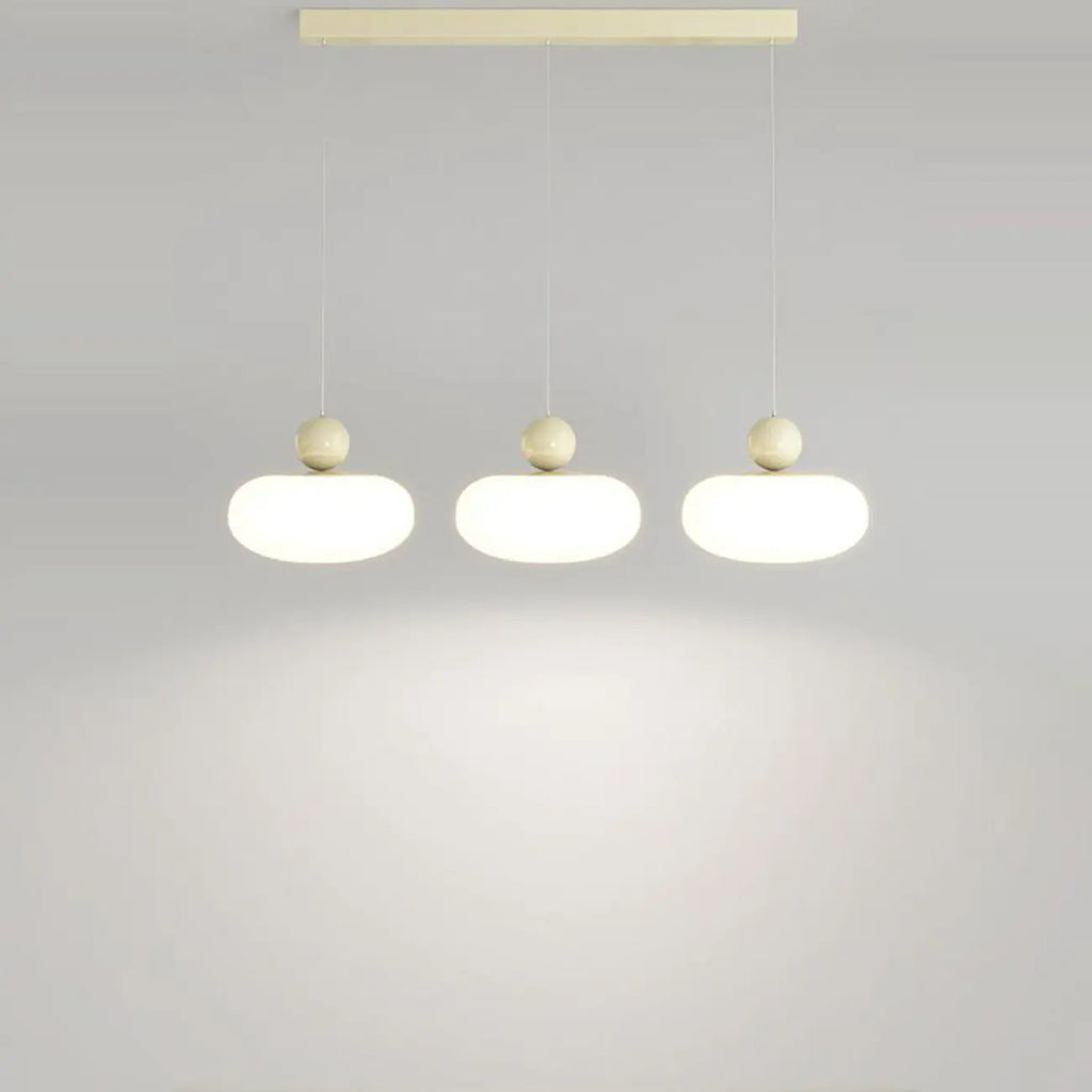 Suspension moderne à 3 lumières LED en verre opale pour salle à manger