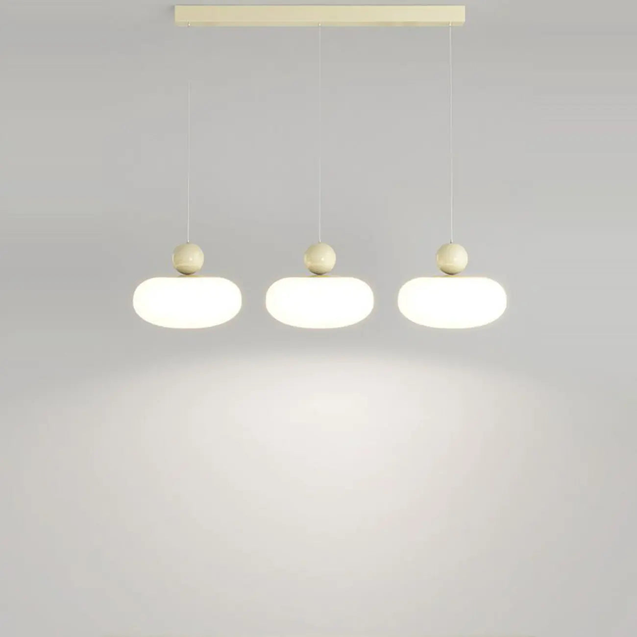 Suspension moderne à 3 lumières LED en verre opale pour salle à manger