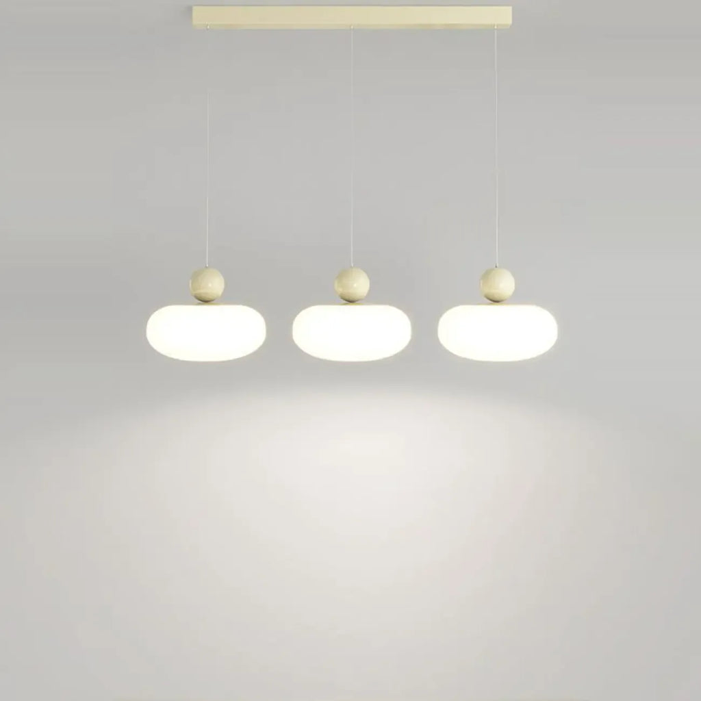 Suspension moderne à 3 lumières LED en verre opale pour salle à manger
