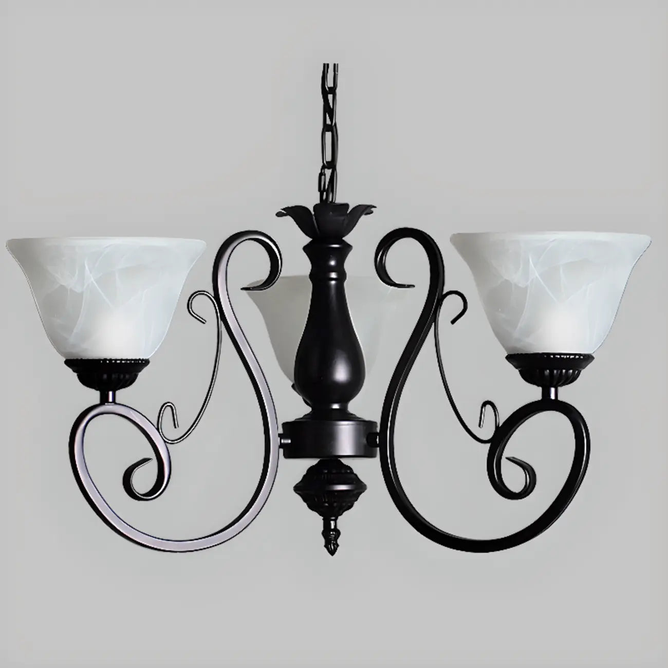 Lustre suspendu vintage en métal noir Bell