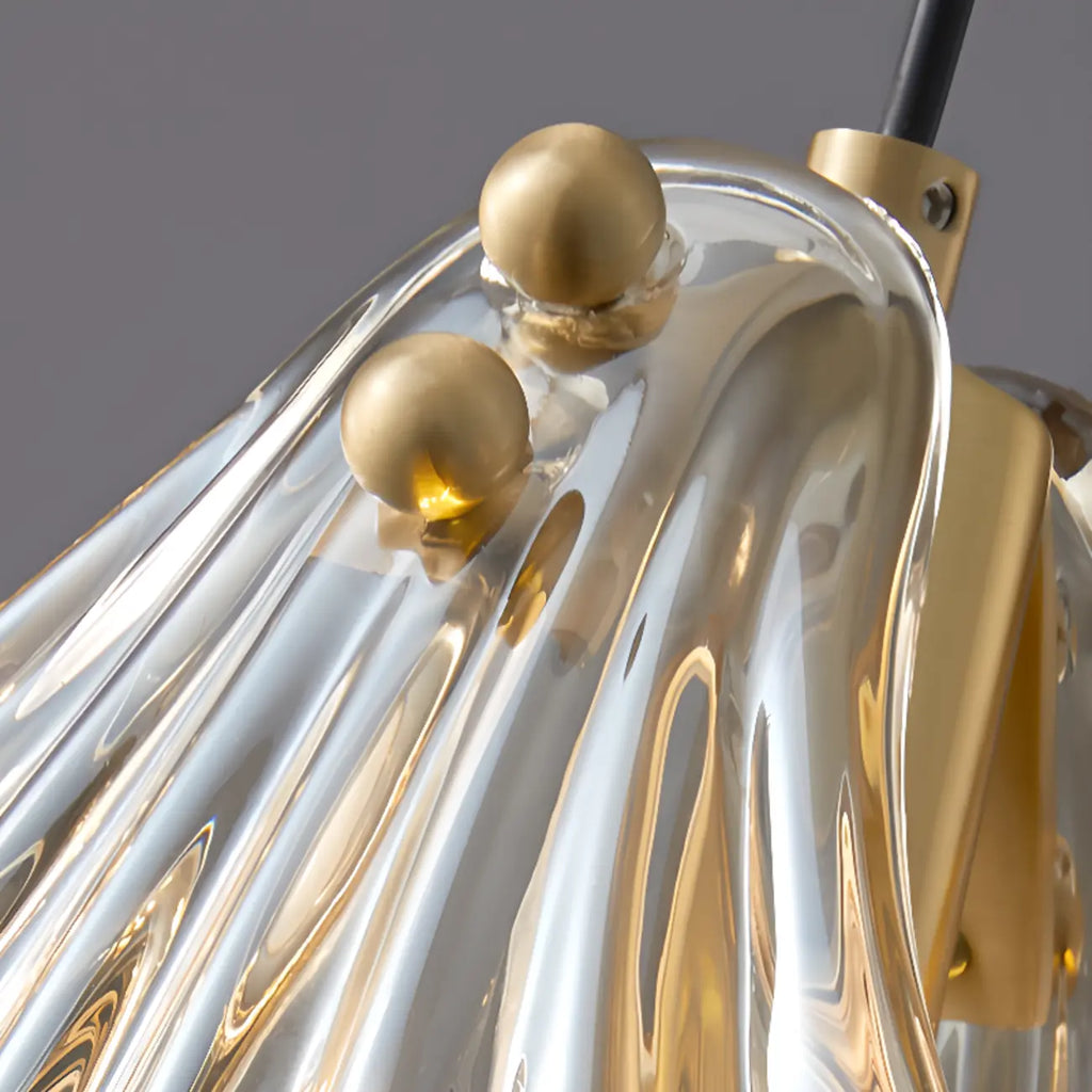 Suspension LED en verre transparent Ginkgo artistique pour salon