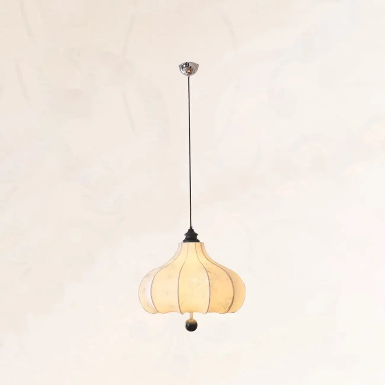 Lustre lanterne vintage réglable avec abat-jour en tissu