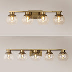 Appliques de salle de bain classiques en laiton avec abat-jour sphérique transparent