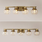 Appliques de salle de bain classiques en laiton avec abat-jour sphérique transparent