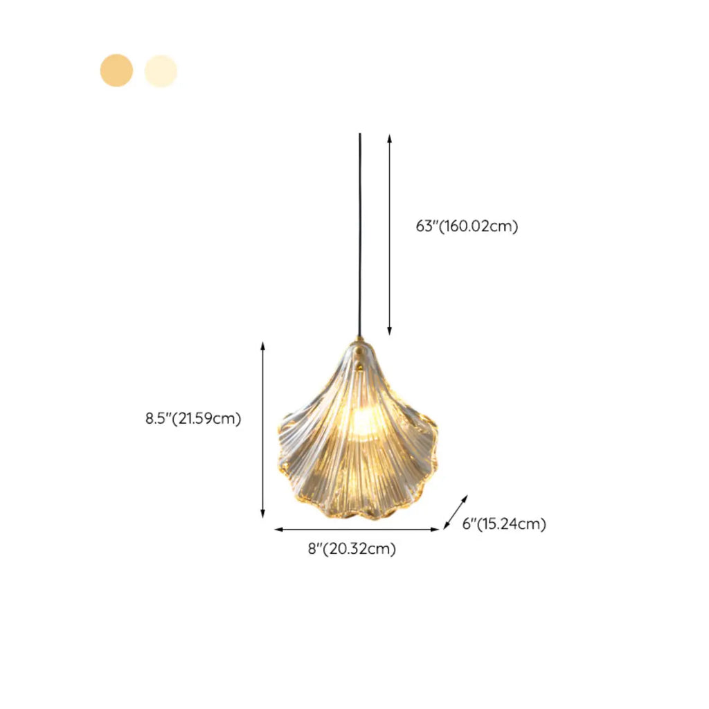 Suspension LED en verre transparent Ginkgo artistique pour salon