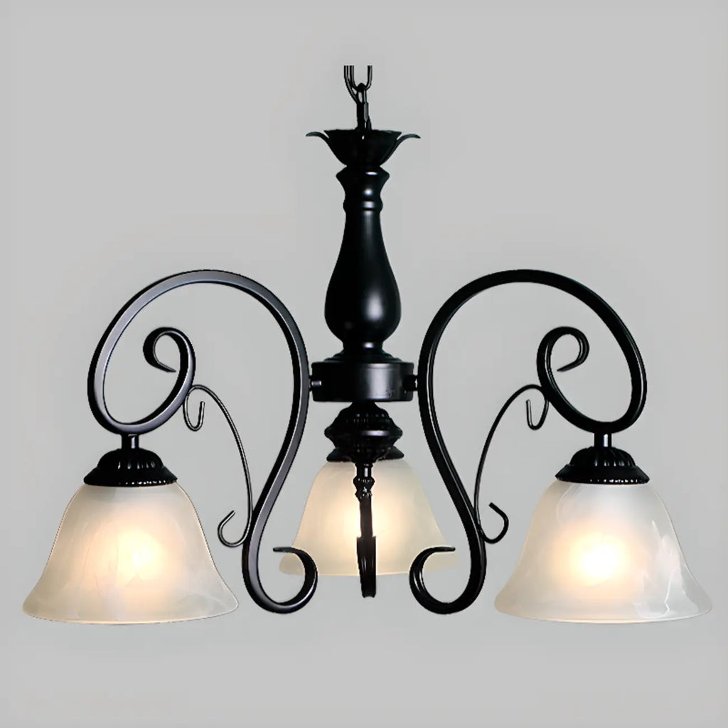 Lustre suspendu vintage en métal noir Bell