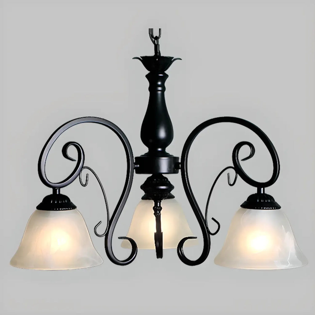 Lustre suspendu vintage en métal noir Bell