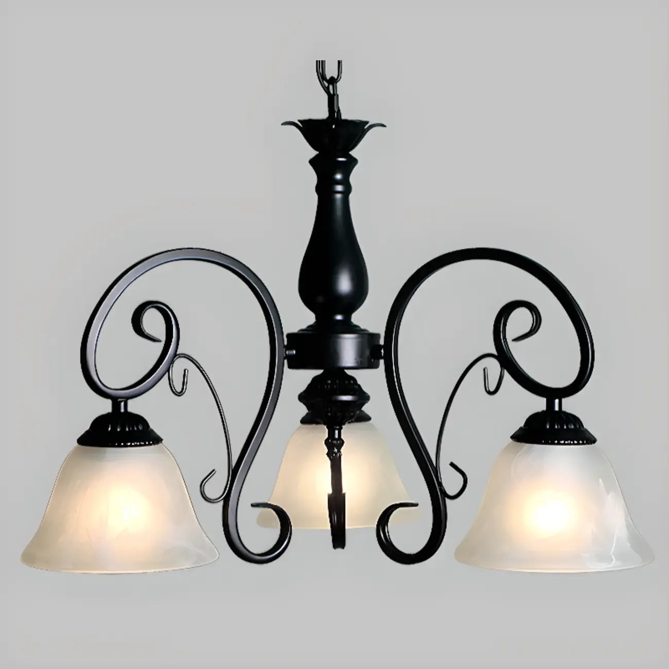 Lustre suspendu vintage en métal noir Bell