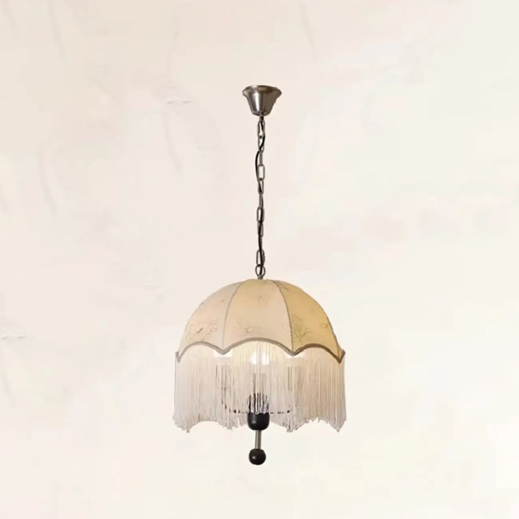 Lustre lanterne vintage réglable avec abat-jour en tissu