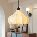 Lustre lanterne vintage réglable avec abat-jour en tissu
