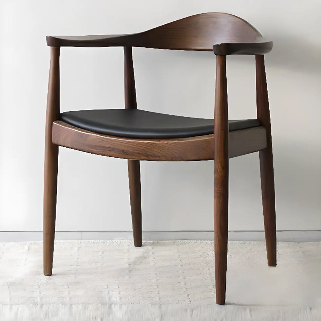 Chaise de salle à manger rembourrée marron avec accoudoirs