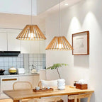 Suspension géométrique moderne en bois à 2 lumières pour salle à manger