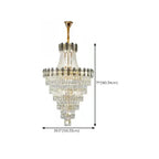 Lustre luxueux en cristal doré à long cascade