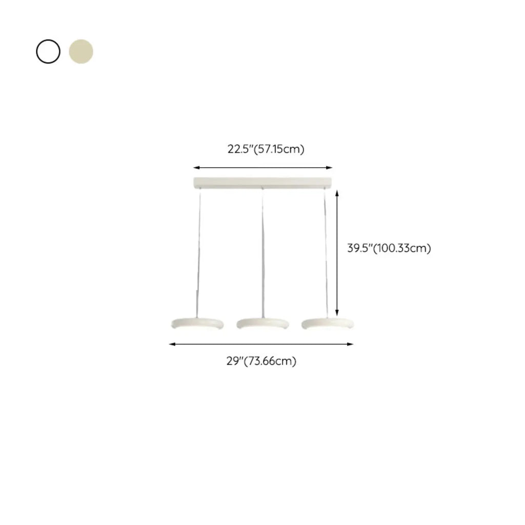 Suspension moderne à 3 lumières LED en verre opale pour salle à manger