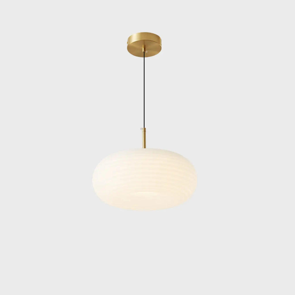 Suspension LED en forme de galet en acrylique crème pour salon