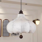 Lustre lanterne vintage réglable avec abat-jour en tissu