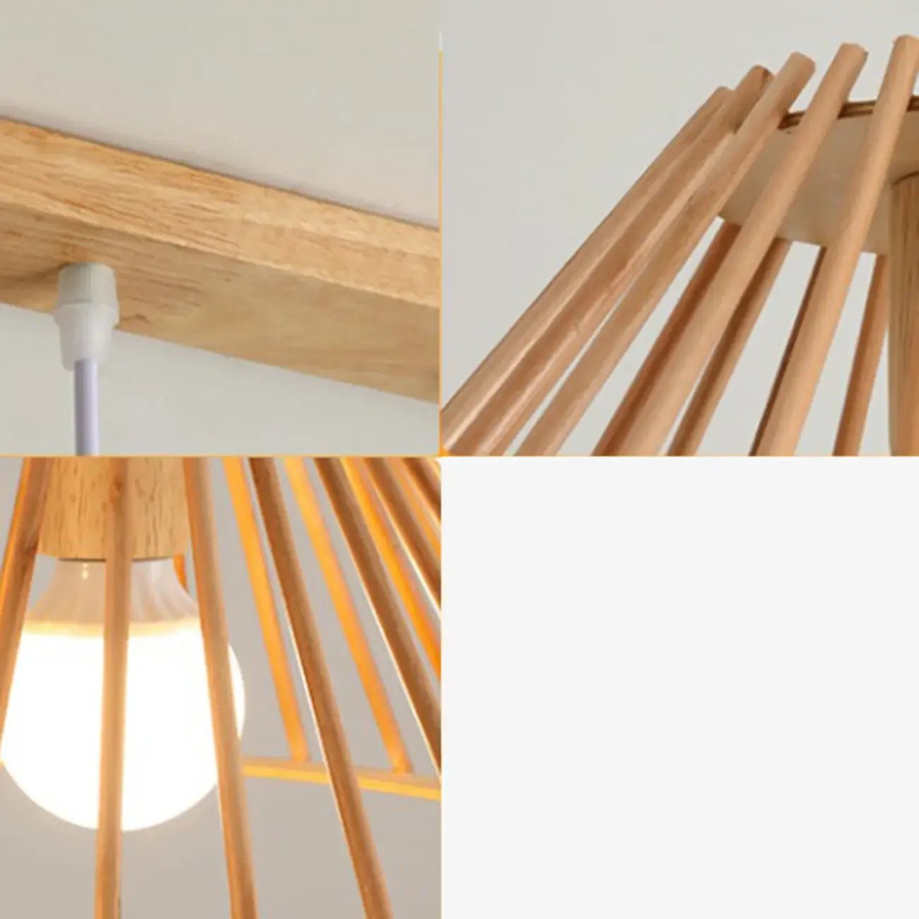 2 Lampade a sospensione poligonali in legno naturale chiaro per la cucina