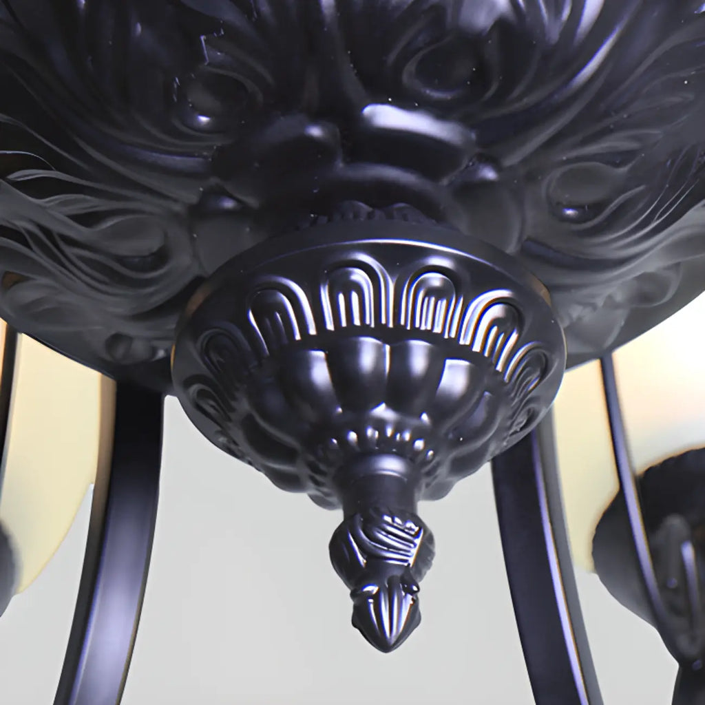 Lustre suspendu vintage en métal noir Bell