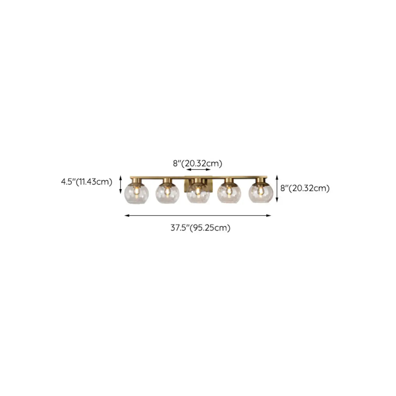 Appliques de salle de bain classiques en laiton avec abat-jour sphérique transparent