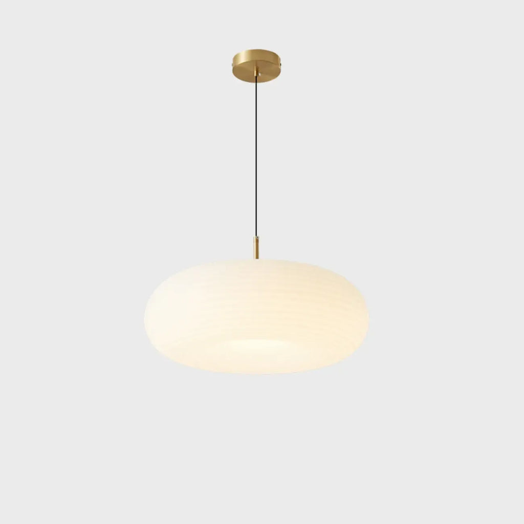 Suspension LED en forme de galet en acrylique crème pour salon