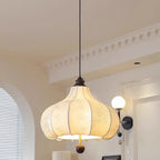 Lustre lanterne vintage réglable avec abat-jour en tissu